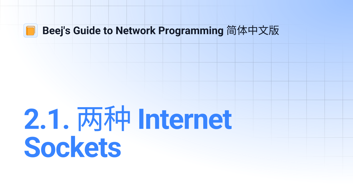 2.1. 两种 Internet Sockets | Beej's Guide to Network Programming 简体中文版